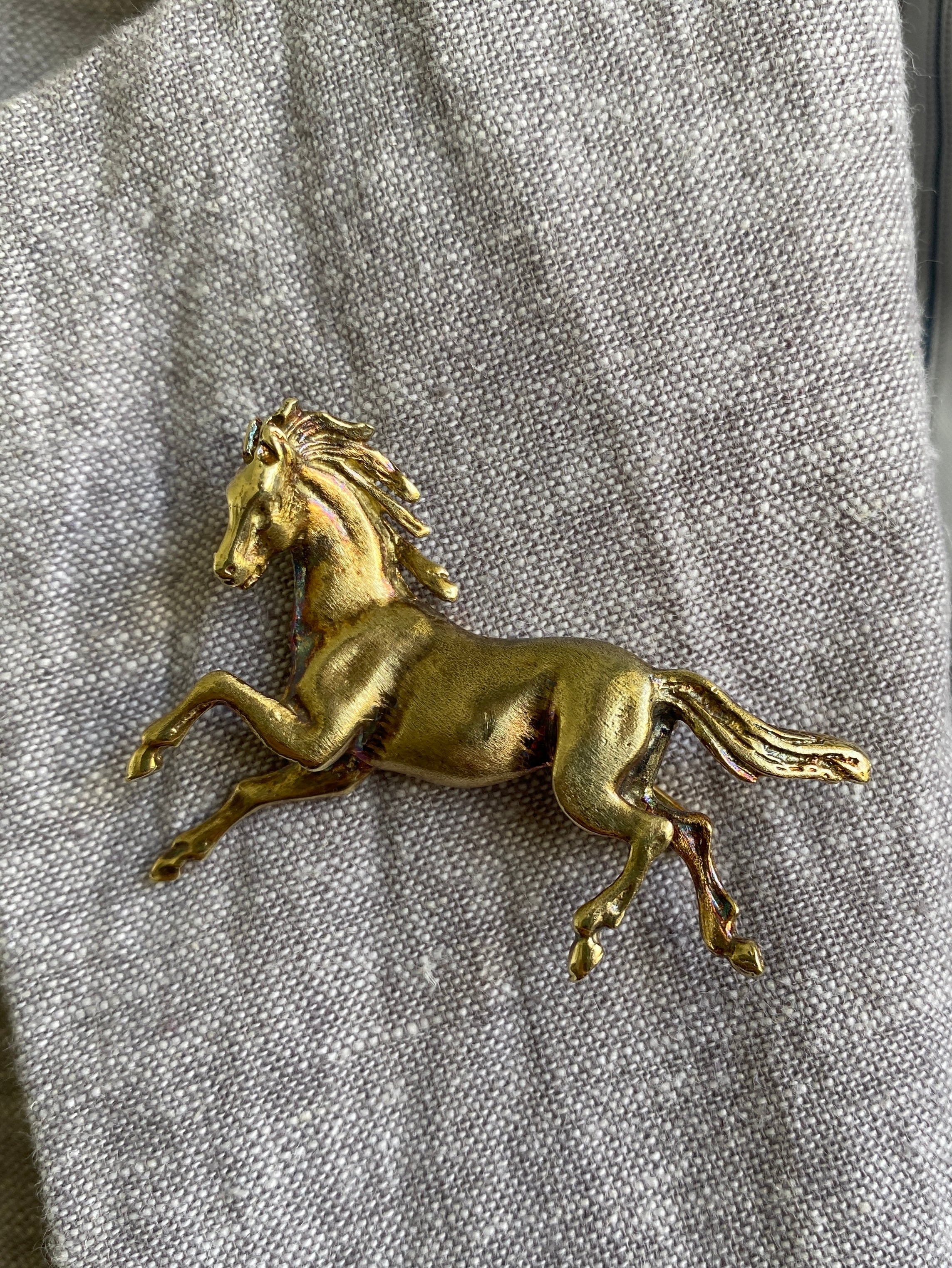 Vintage Gold Horse Brooch