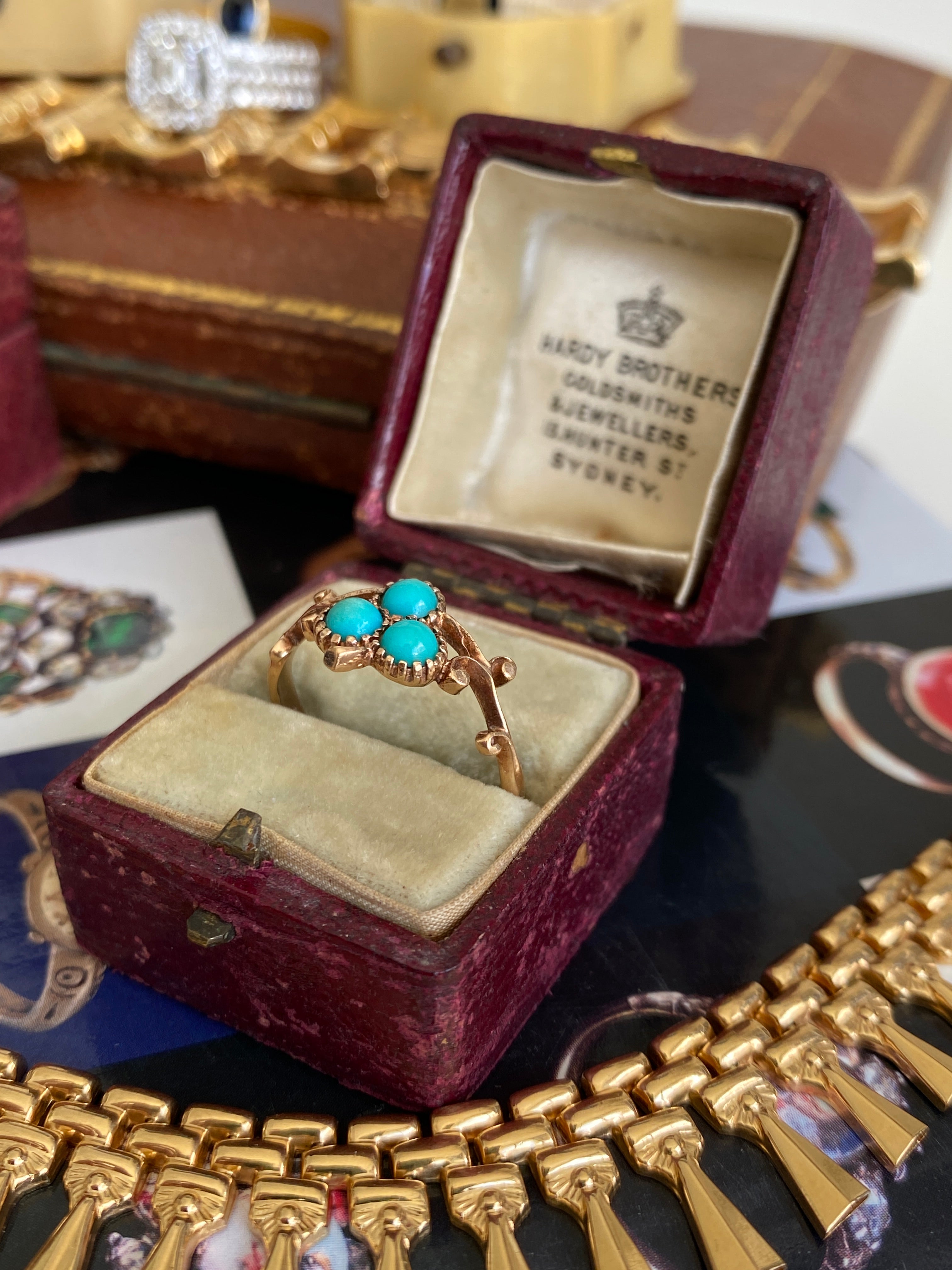 Antique Style Turquoise Shamrock Ring