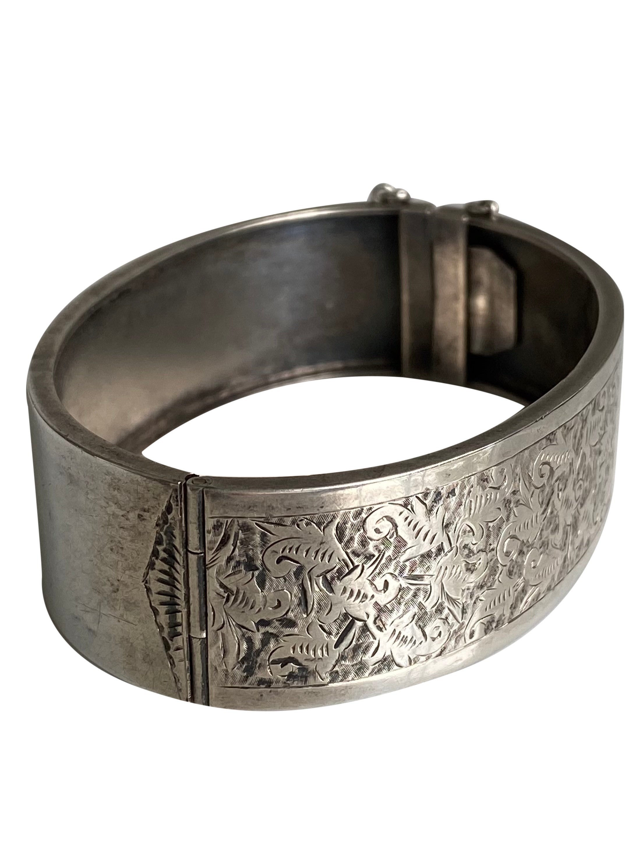 Antique Victorian Silver Cuff Bangle, 1880’s