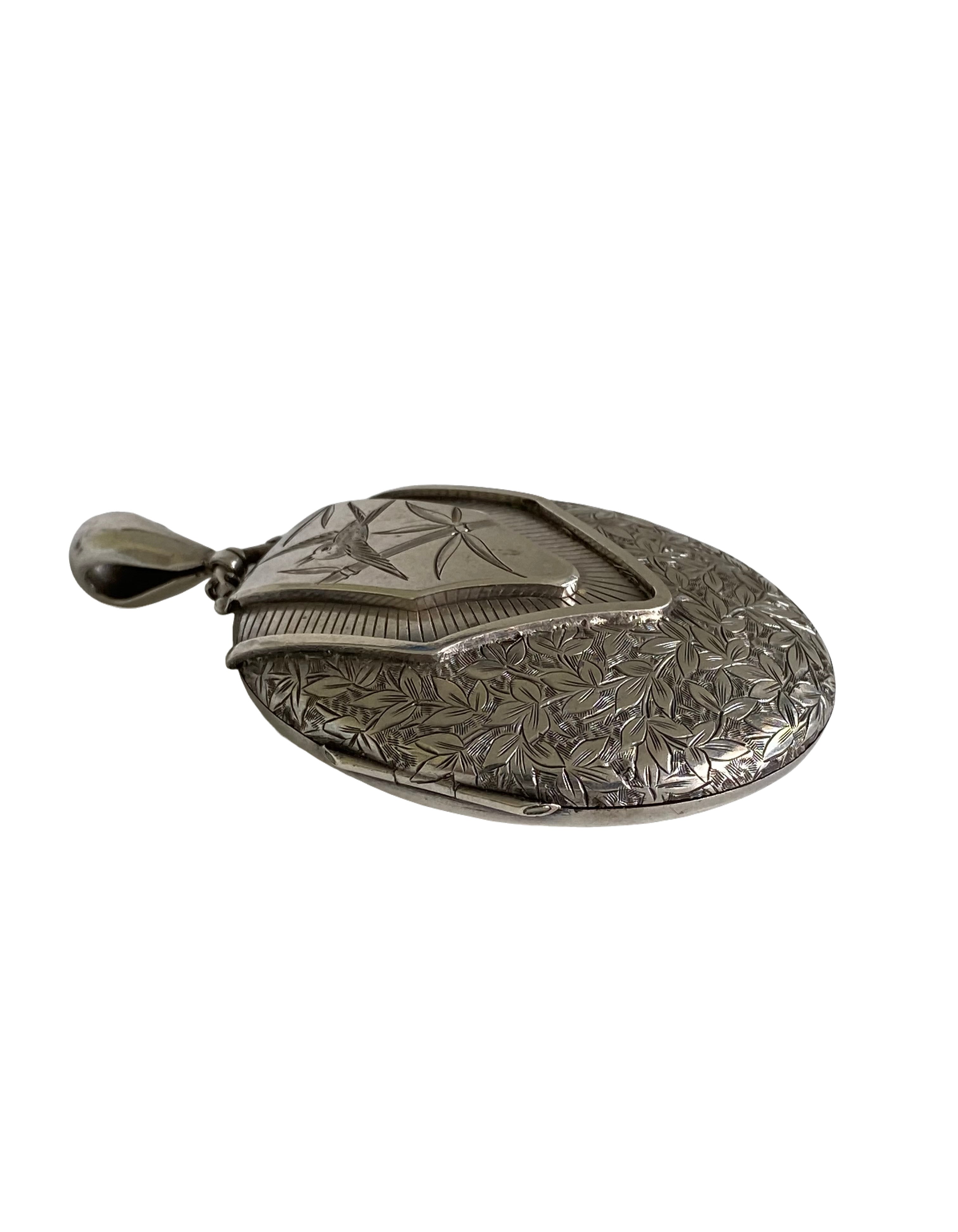 Antique Victorian Sterling Silver Japonoiserie Locket, 1880’s