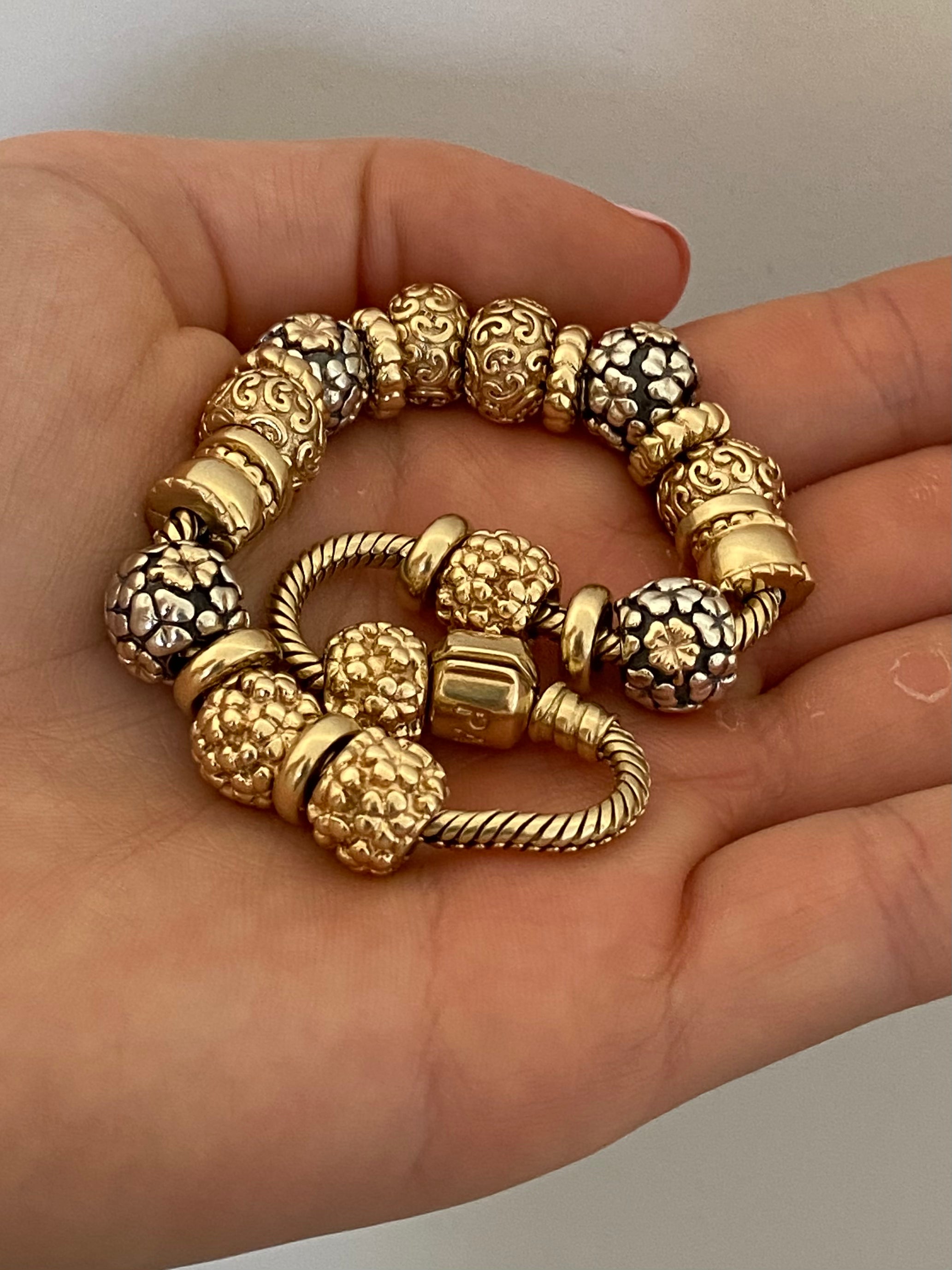 Vintage Gold Silver Charm Bracelet Pandora Sedgwicks Jewellery