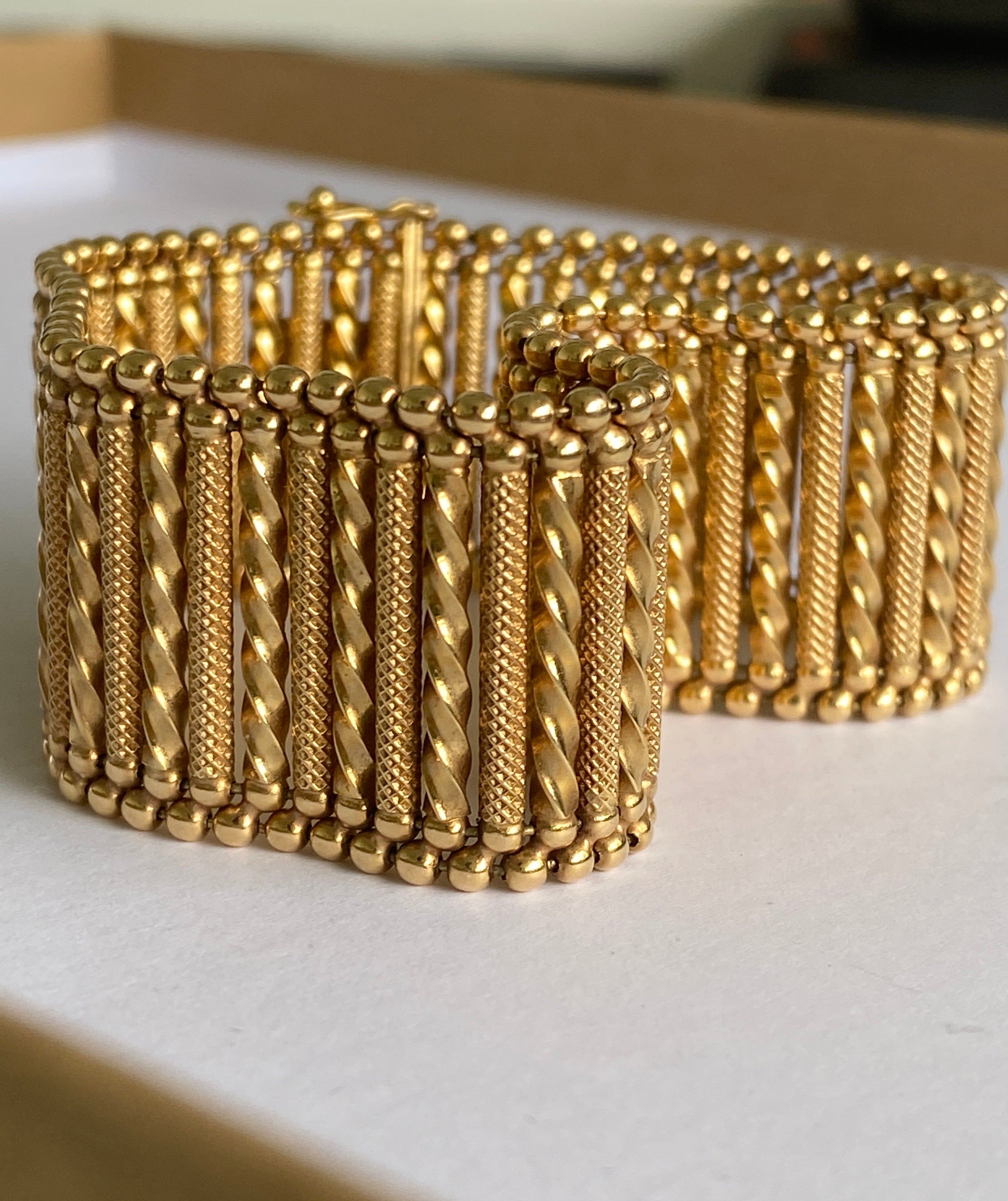 MidCentury Wide Italian 18K Gold Bracelet