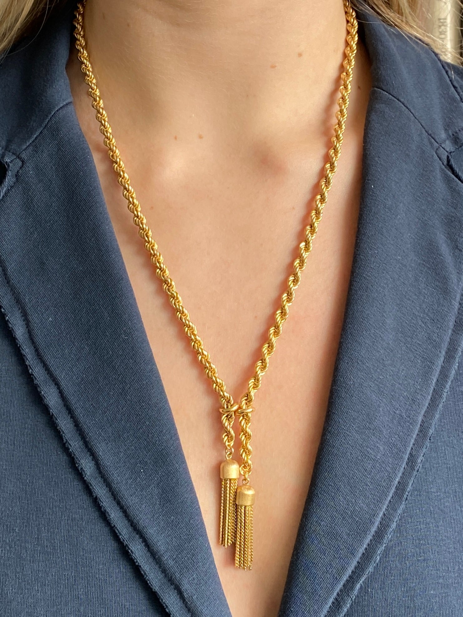 Vintage Gold Tassel Necklace,1970's