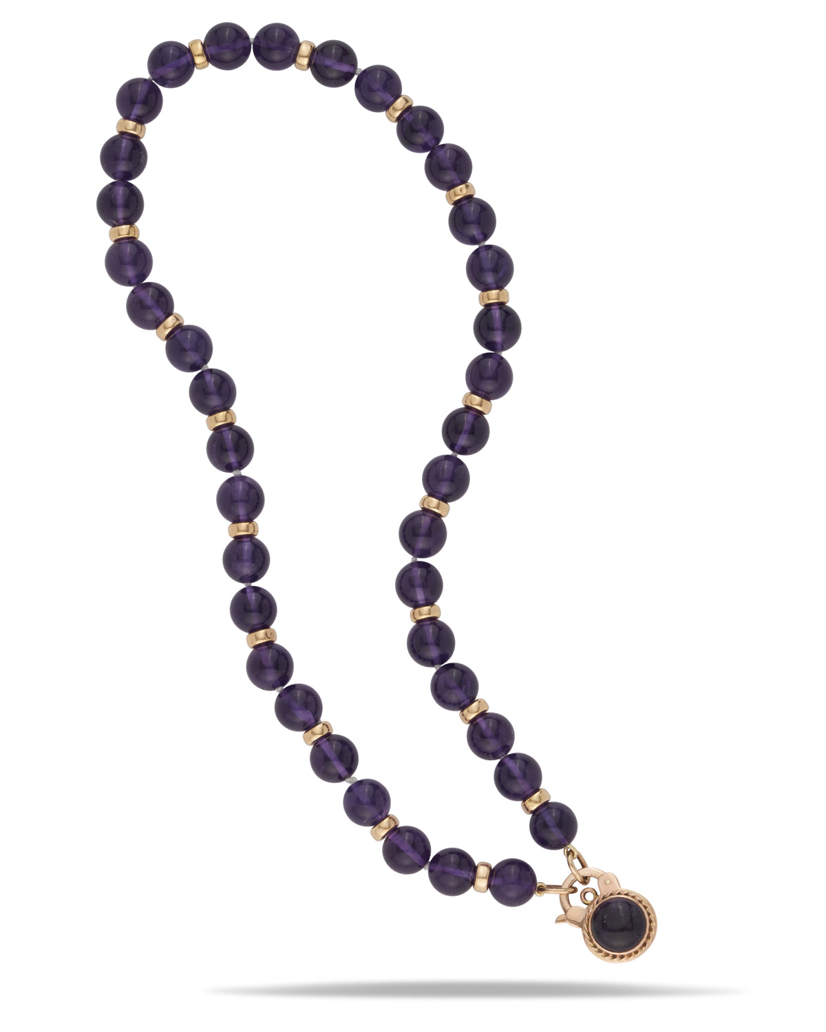 Vintage amethyst & gold bead necklace with gold clasp, 1980's. 