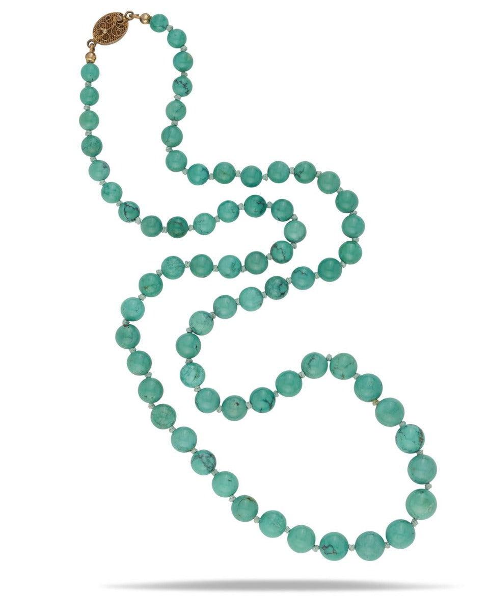 Vintage Chinese turquoise bead necklace, 1960's
