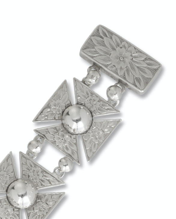 Antique Victorian Silver Maltese Cross Bracelet, circa 1880