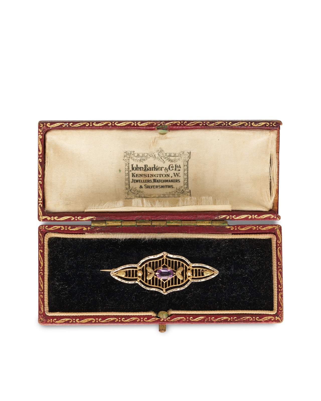 Vintage American gold & amethyst brooch