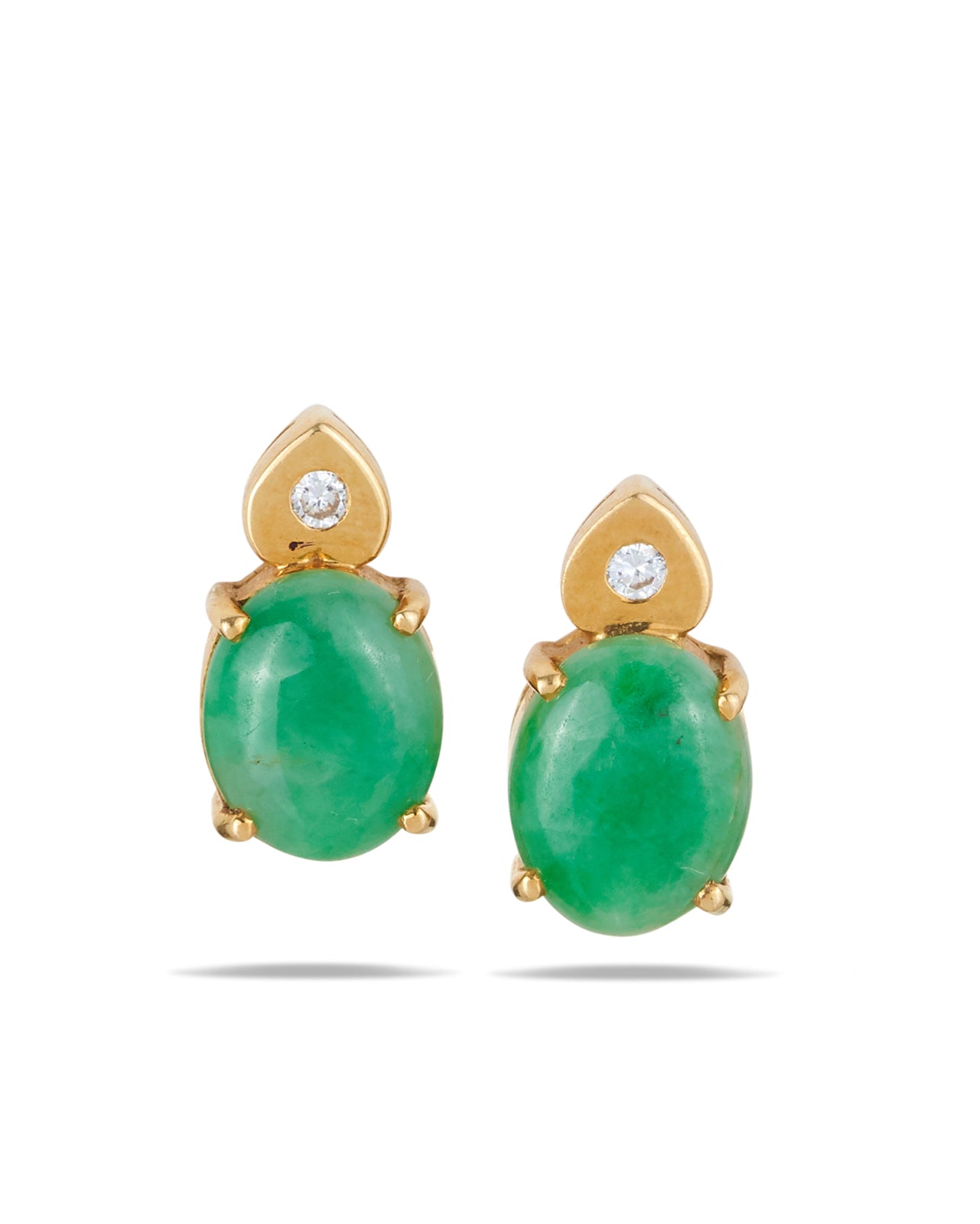  Gold, jadeite & diamond earrings