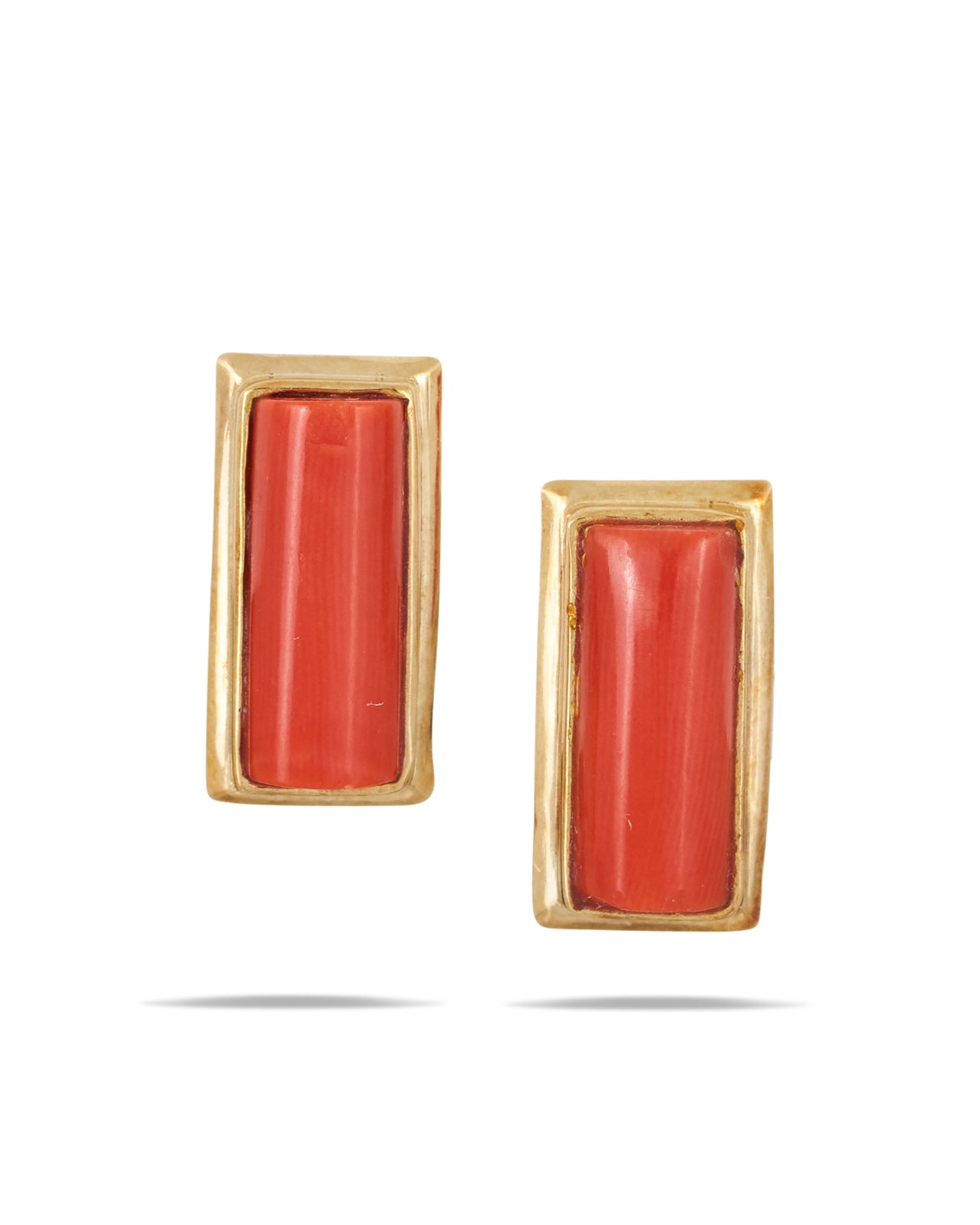 Vintage gold & red coral earrings