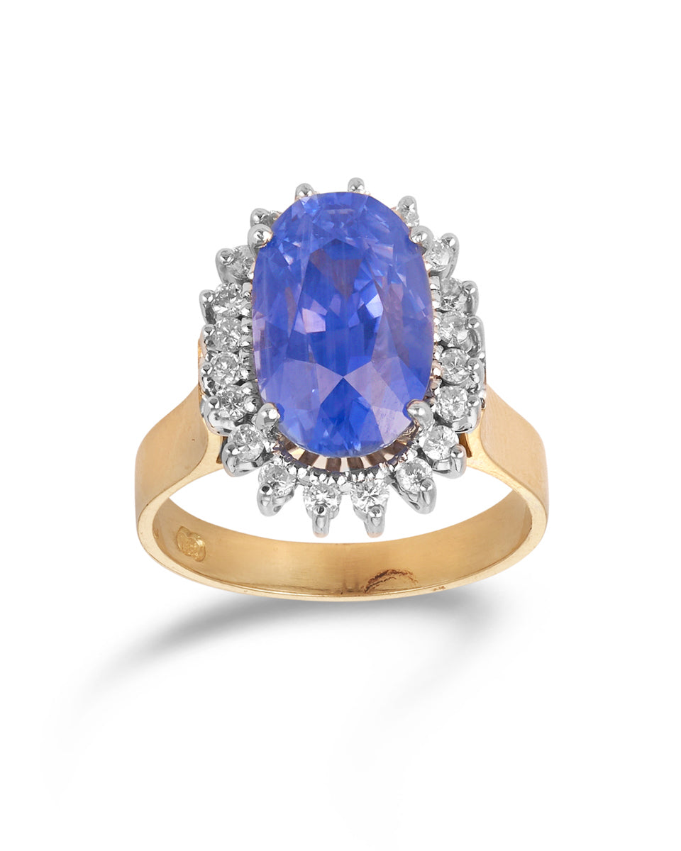 Ceylonese Sapphire & Diamond Cluster Ring