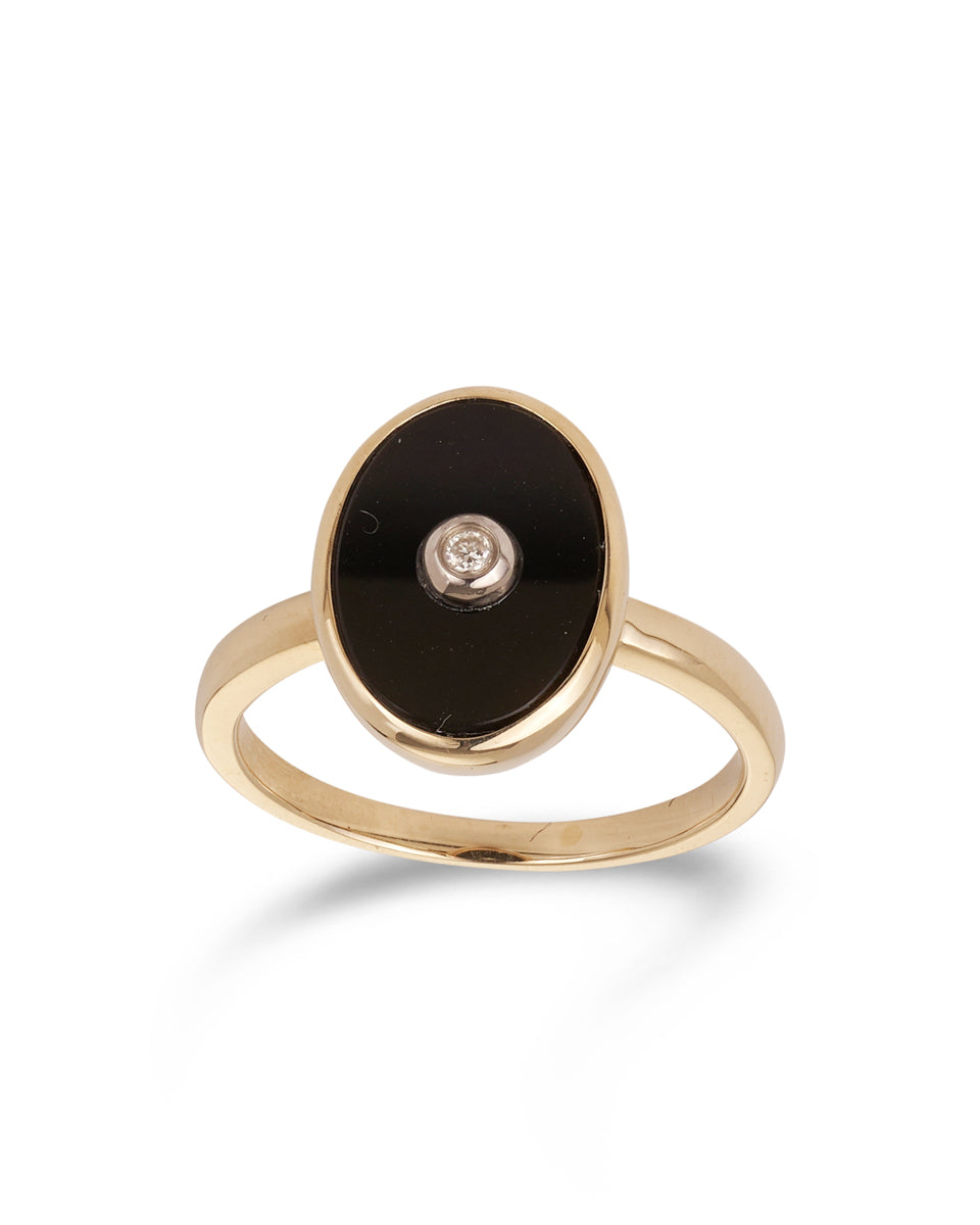 Art Deco Style Onyx & Diamond Ring