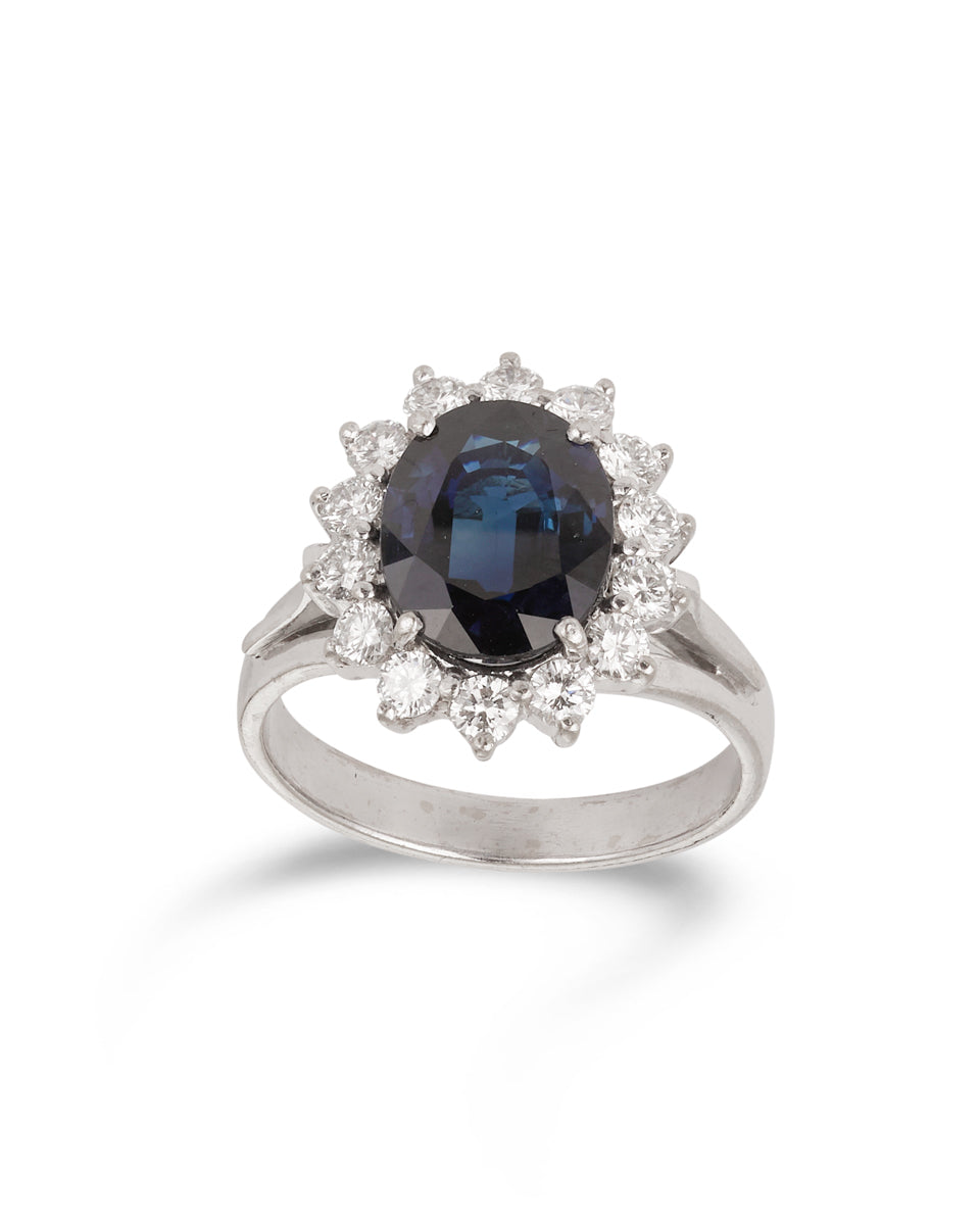 Australian Sapphire & Diamond Cluster Ring,