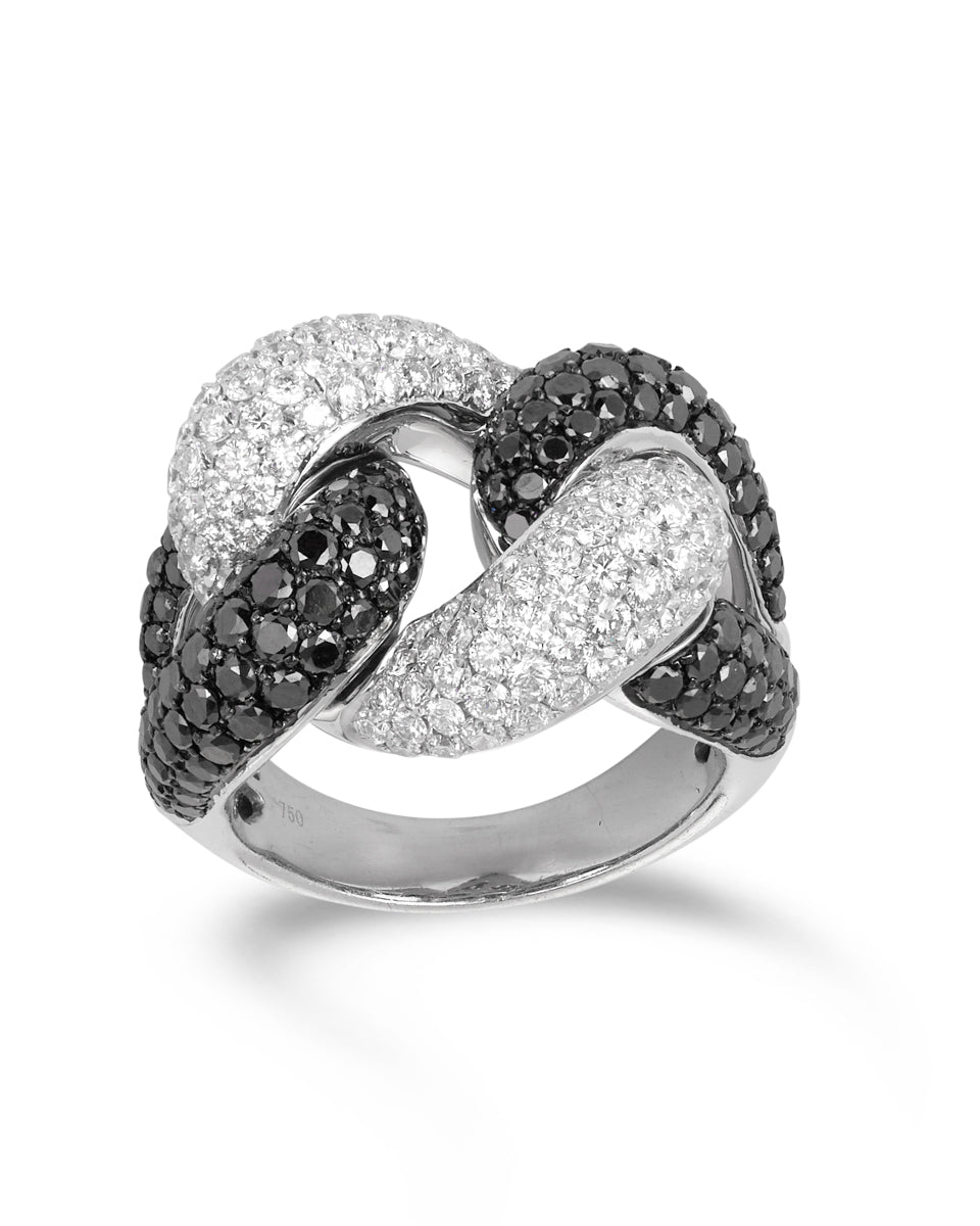 Black & White Diamond Knot Ring