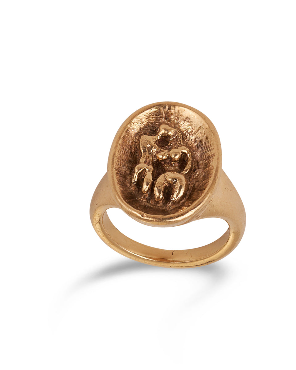 Mid-Century Modern Gold Signet Ring