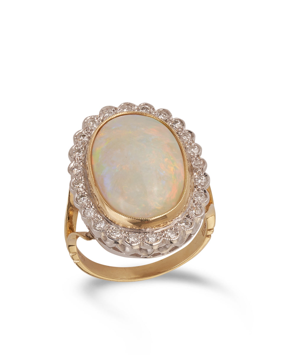 Australian Opal & Diamond Cluster Ring