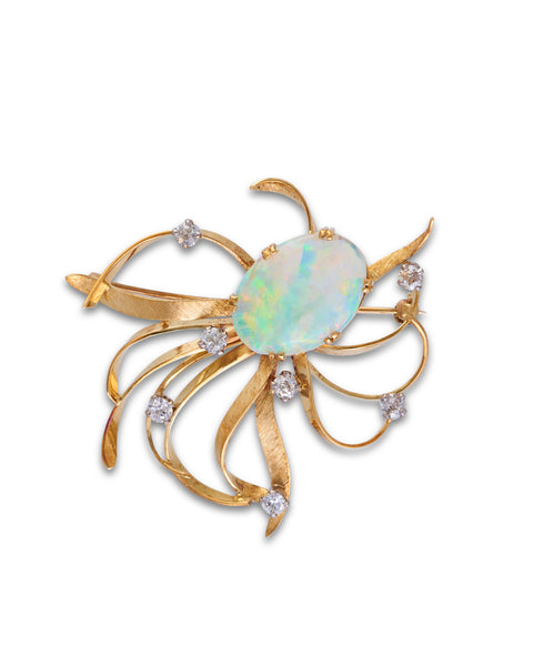 Mid-Century Modern Opal & Diamond Brooch, 1960’s